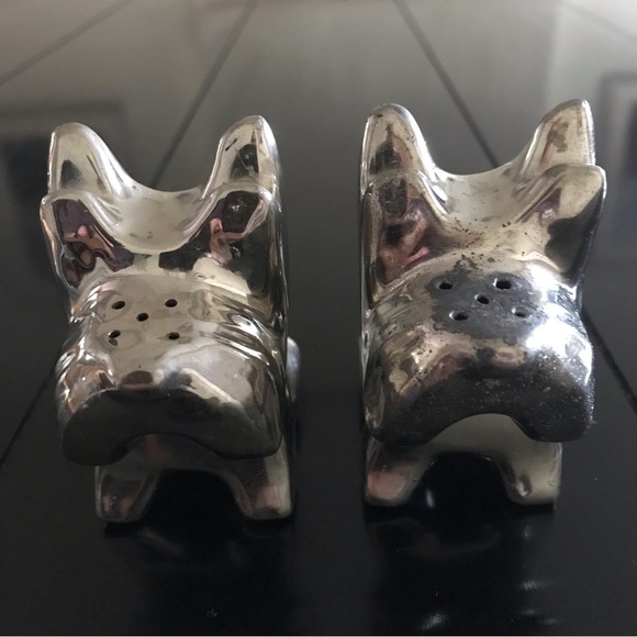 Vintage Metal Scottie Dog S & P Shakers, each 2 3/4” H x 1 1/2” W x 3” D - Picture 1 of 15